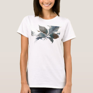 Sleek Silver Abstract Leaves Art Print T-Shirt