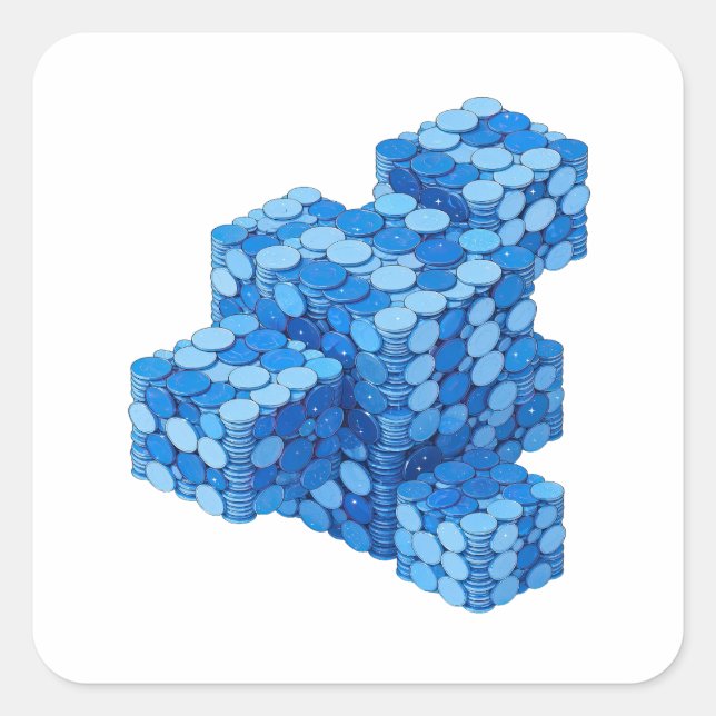 Sleek Silver BLUE COINS STAIRCASE Label Design (Front)