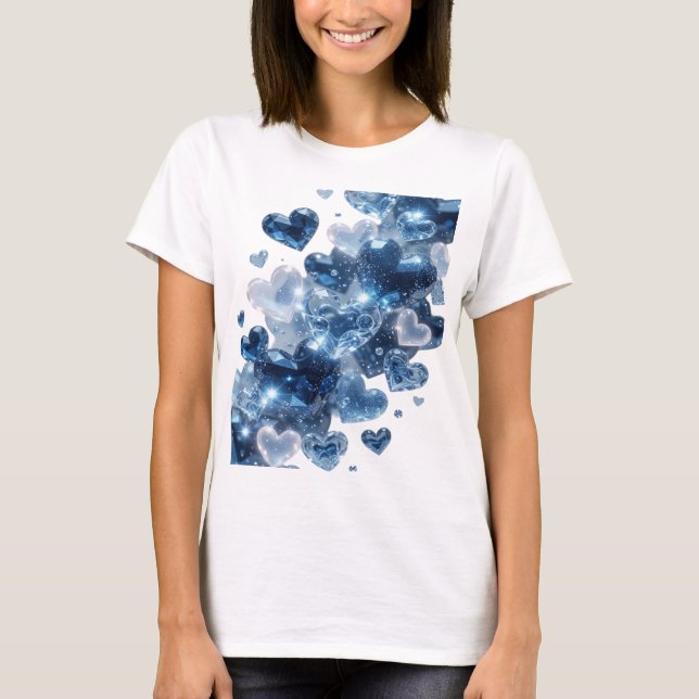 Sleek Silver BLUE HEARTS Statement Tee (Front)