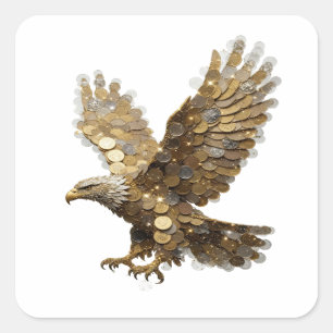 Sleek Silver EAGLE OF MONEY Sticker Motif