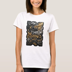 Sleek Silver ON THE GRIND Artistic Motif T-Shirt
