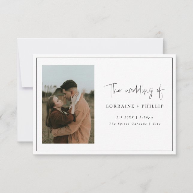 Sleek & Simple 2-Photo Wedding Invite (Front)