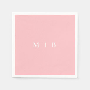 Sleek Simple Blush & White Monogram Napkins