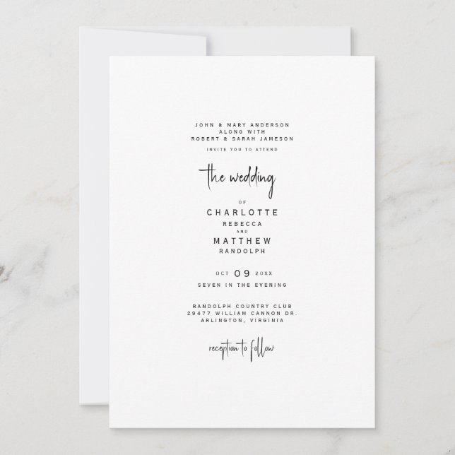 Sleek & Simple Both Sets Parents Wedding Invitation (Front)