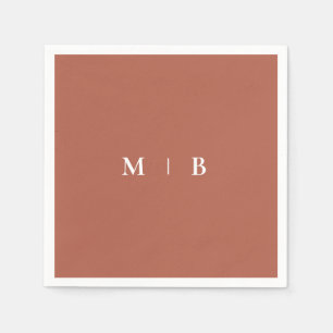 Sleek Simple Cinnamon Monogram Cocktail Napkin