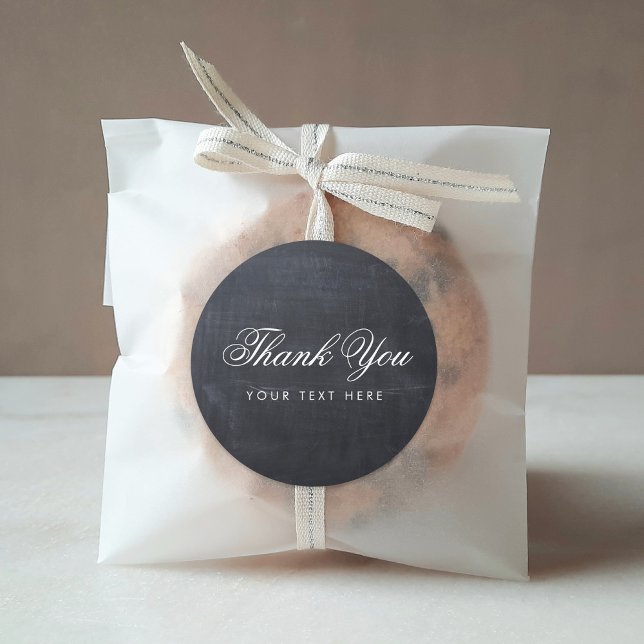 Sleek Simple Elegant Modern Chalkboard Thank You Classic Round Sticker (Creator Uploaded)