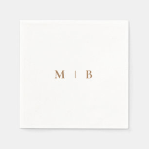 Sleek Simple Gold Monogram White Cocktail Napkins
