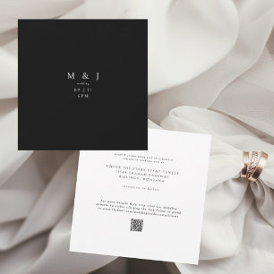 Sleek & Simple Modern B/W Square Wedding II Invitation