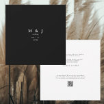 Sleek & Simple Modern B/W Square Wedding Invitation<br><div class="desc">Sleek & Simple Black and White Wedding Invitation   Square.  Contemporary & Modern.  QR Code.</div>