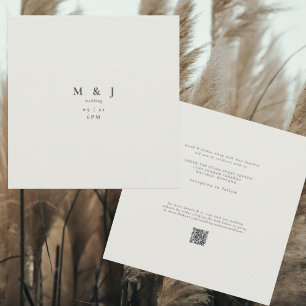 Sleek & Simple Modern Beige Square Wedding Invitation