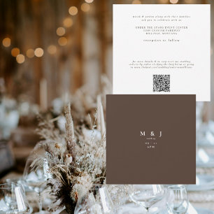 Sleek Simple Modern Chocolate Brown Square Wedding Invitation