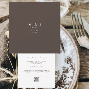 Sleek & Simple Modern Dark Brown Square Wedding Invitation