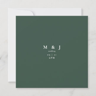 Sleek & Simple Modern Forest Green Square Wedding Invitation
