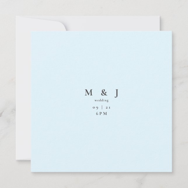 Sleek & Simple Modern Ice Blue Square Wedding Invitation (Front)