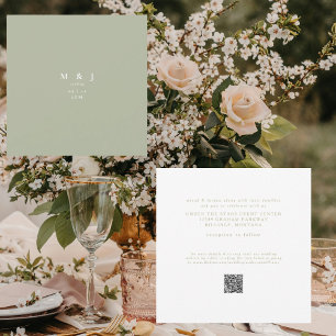 Sleek & Simple Modern Sage Green Square Wedding Invitation