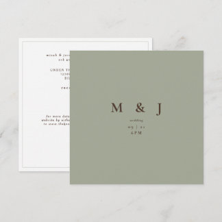 Sleek & Simple Modern Sage Square Wedding Invitation