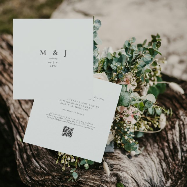 Sleek & Simple Modern Sage Square Wedding Invitation (Creator Uploaded)