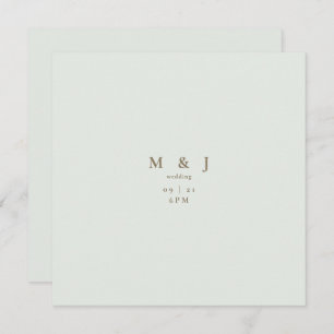Sleek & Simple Modern Square Light Sage Wedding Invitation