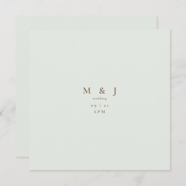 Sleek & Simple Modern Square Light Sage Wedding Invitation (Front/Back)