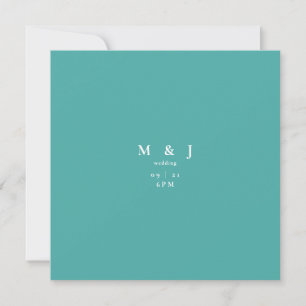 Sleek & Simple Modern Turquoise Square Wedding Invitation