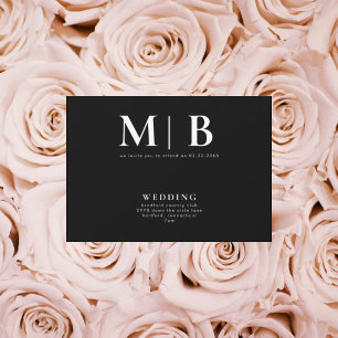Sleek & Simple Monogram B/W No Parents Invitation