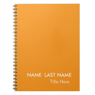 Sleek Simple orange Custom Notebook