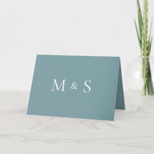 Sleek Simple Teal Monogram Folded Wedding Invitation