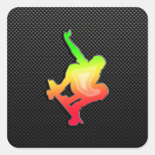 Sleek Skateboarding Square Sticker