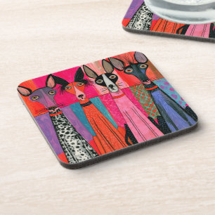 Sleek Skinny Bright-eyed Chihuahua Pups Coaster