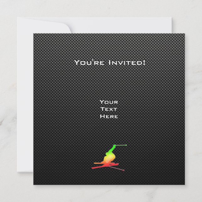 Sleek Snow Skiing Invitation (Front)