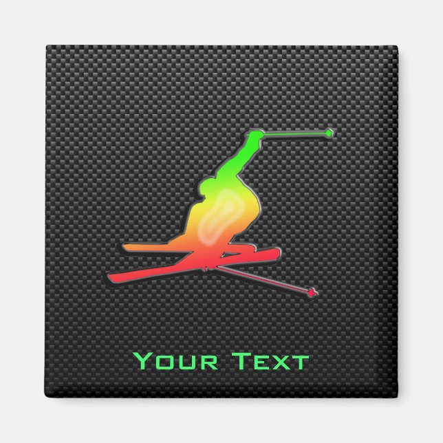 Sleek Snow Skiing Magnet (Front)