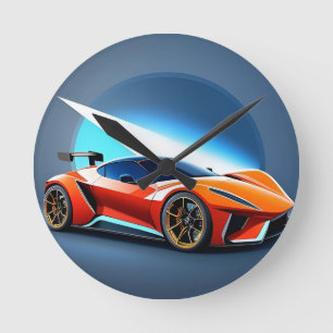 Sleek Sports Car With Modern Design Round Clock