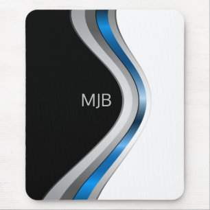 Sleek Sporty Metallic Curves with Your Monogram Mouse Mat