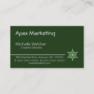 Sleek Starburst Business Card, Forest Green Card
