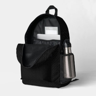 Sleek Stealth Black Carbon Micro Tech Texture Printed Backpack