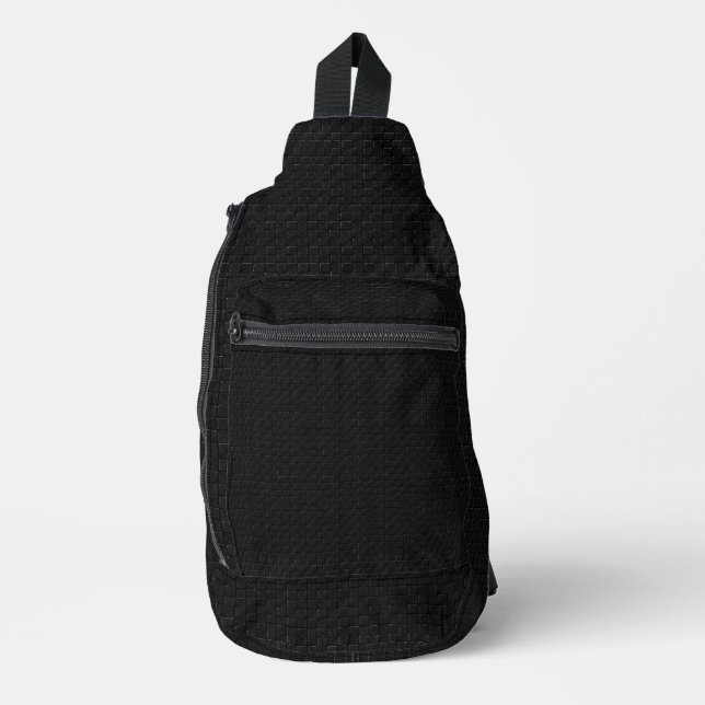 Sleek Stealth Black Carbon Micro Tech Texture Sling Bag (Front)