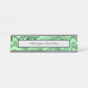 Sleek Stylish Chic Green Geometric Pattern Desk Name Plate