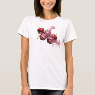 Sleek & Stylish Pink Abstract Apple Artistic Motif T-Shirt