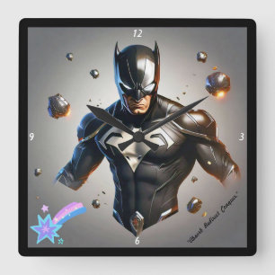 "Sleek Suit for Power Control" Square Wall Clock