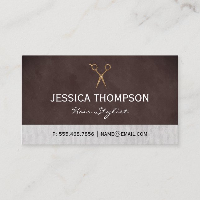 Sleek Texture Salon Shears Business Card (Front)