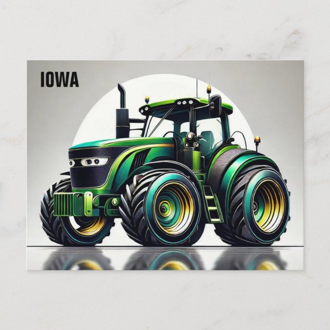 Sleek Tractor Iowa Postcard (Front)