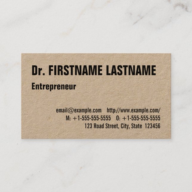 Sleek & Trendy Entrepreneur Business Card (Front)