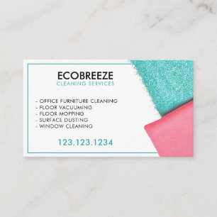 Sleek Turquoise Spark Office Cleaning Business Card