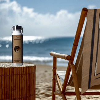 Sleek Unique Zen Bamboo Yin Yang Symbol  Water Bottle