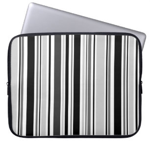 Sleek Varied Black, Grey, White Stripes Laptop Sleeve
