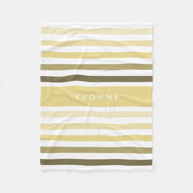 Sleek Variegated Stripes and Name in Pastel Yellow Fleece Blanket (Front)