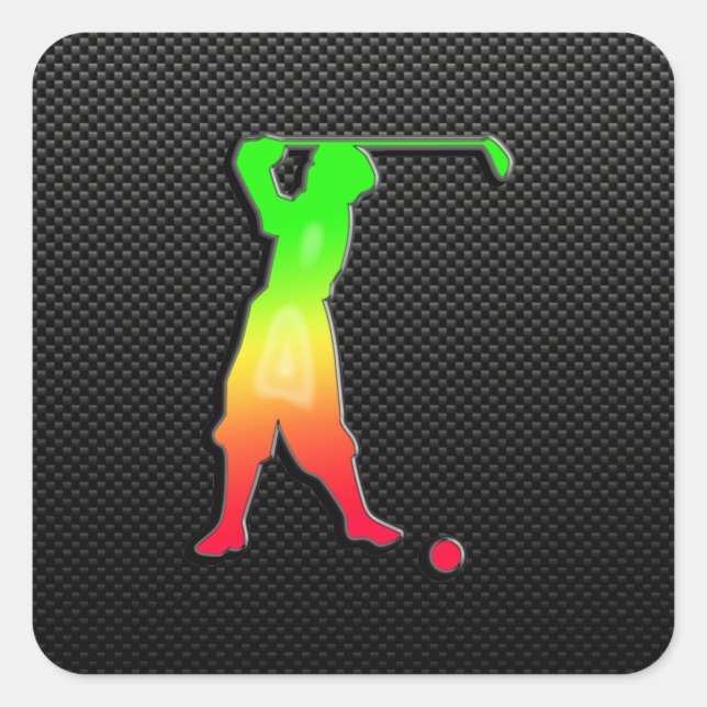 Sleek Vintage Golfer Square Sticker (Front)