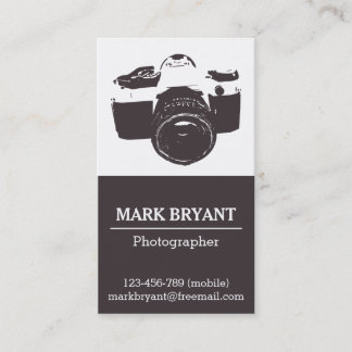 Sleek, Vintage, Grunge, Camera, Photographer Business Card