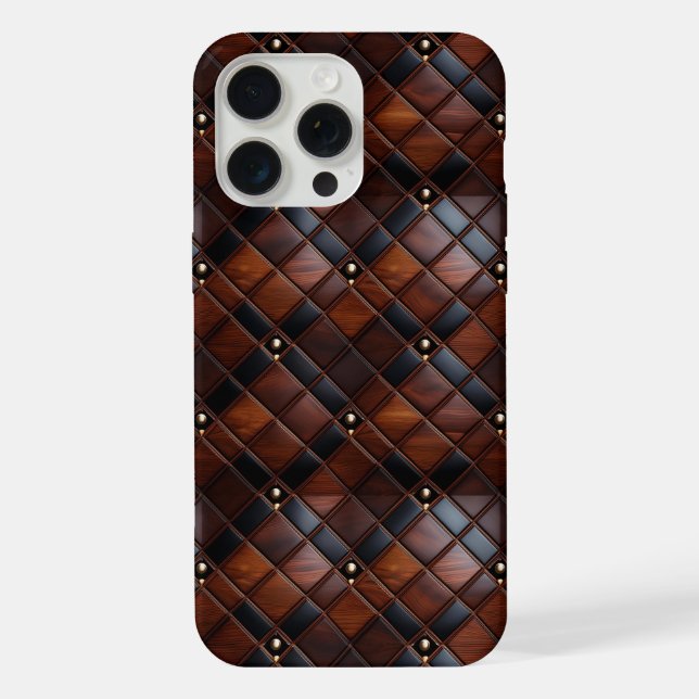 Sleek Walnut and Leather iPhone Case (Back)