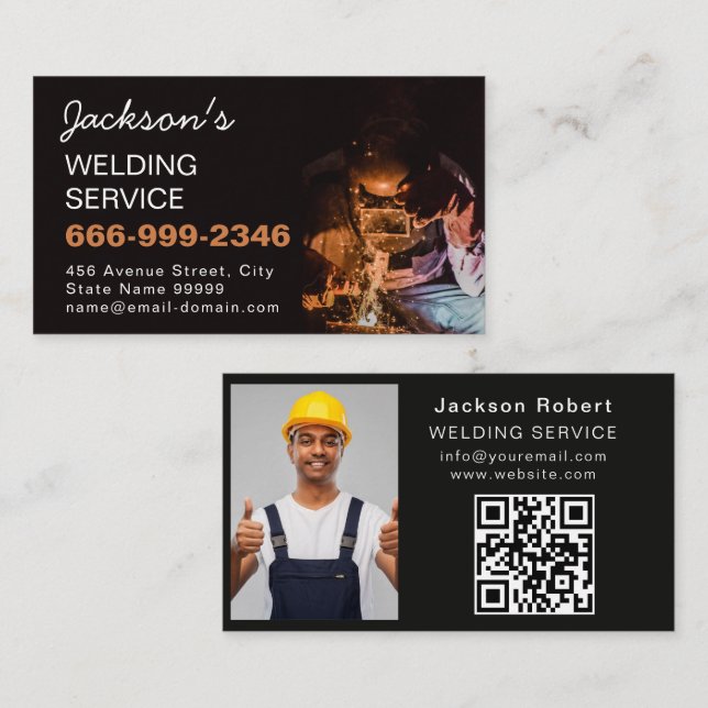 Sleek Welder Welding Metal Fabricator Metalwork Business Card (Front/Back)